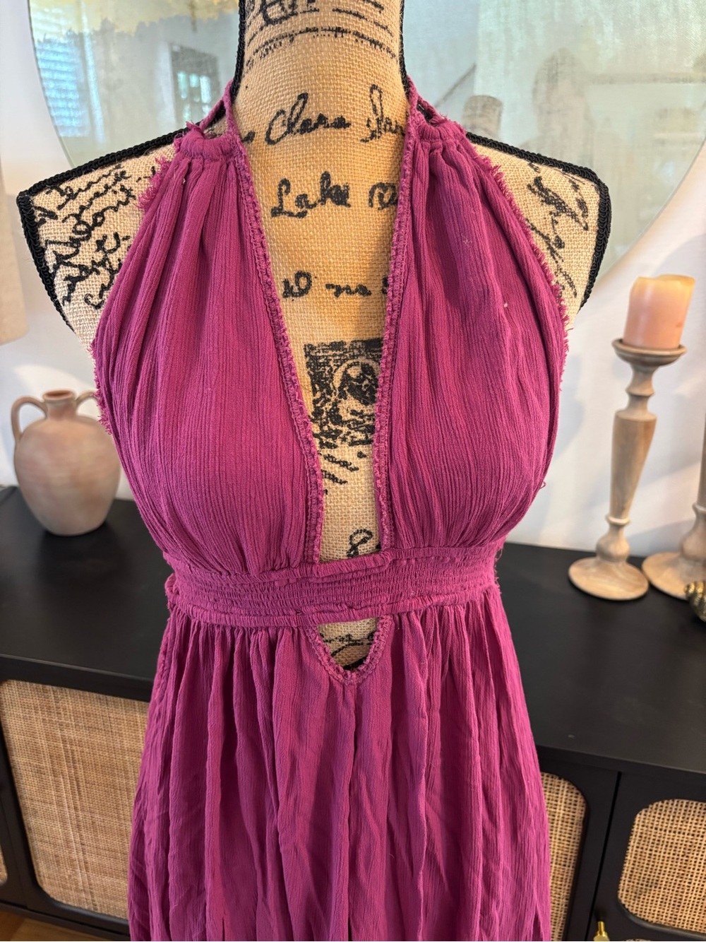 Free People Deep Magenta Halter Maxi Dress - Picture 3 of 7